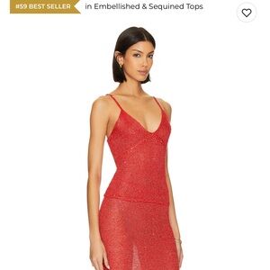 Asta Resort Red Knit Sweater Camisole and Maxi Skirt, size M NWT